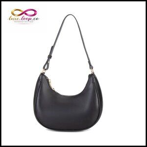 PU Leather Hobo Tote Shoulder Bag with Zipper Closure for Women